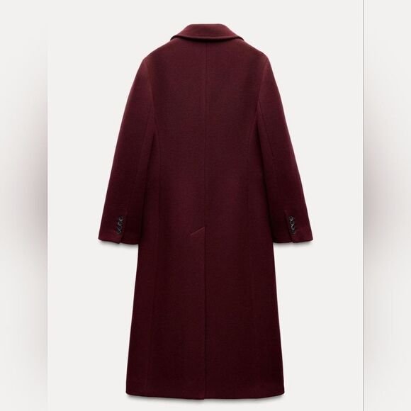 NWT ZARA MANTECO WOOL BLEND COATโZW COLLECTION Burgundy - Picture 13 of 16